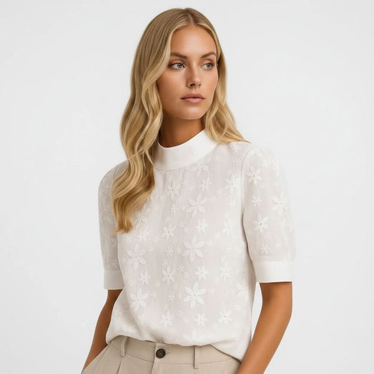 Elegant Embroidered Floral Blouse for Effortless Style and Comfort 0