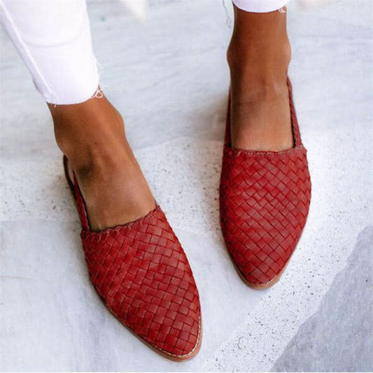 Elegant Leather Woven Sandals - Comfortable Summer Style with Adjustable Buckle 0