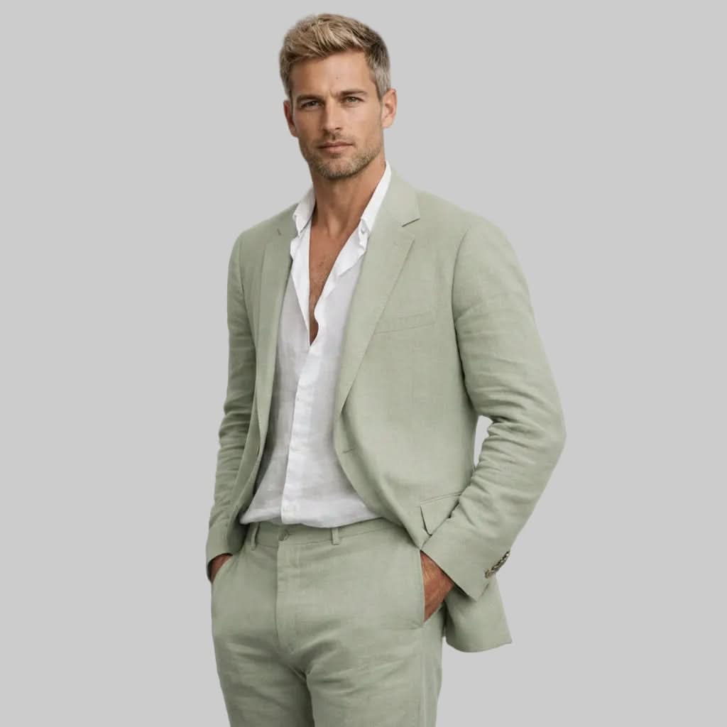 Elegant Men's Two-Piece Set with Round Neck and Regular Fit 0