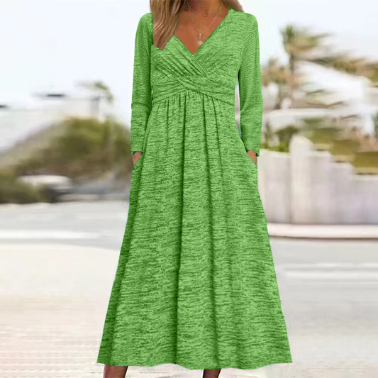 Elegant White Midi Dress with Tummy Coverage - Long Sleeve Floral Design 0