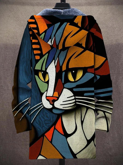 Printed Hooded Full Zip Casual Jacket