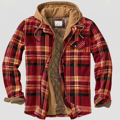 Hooded Plaid Button Front Casual Jacket