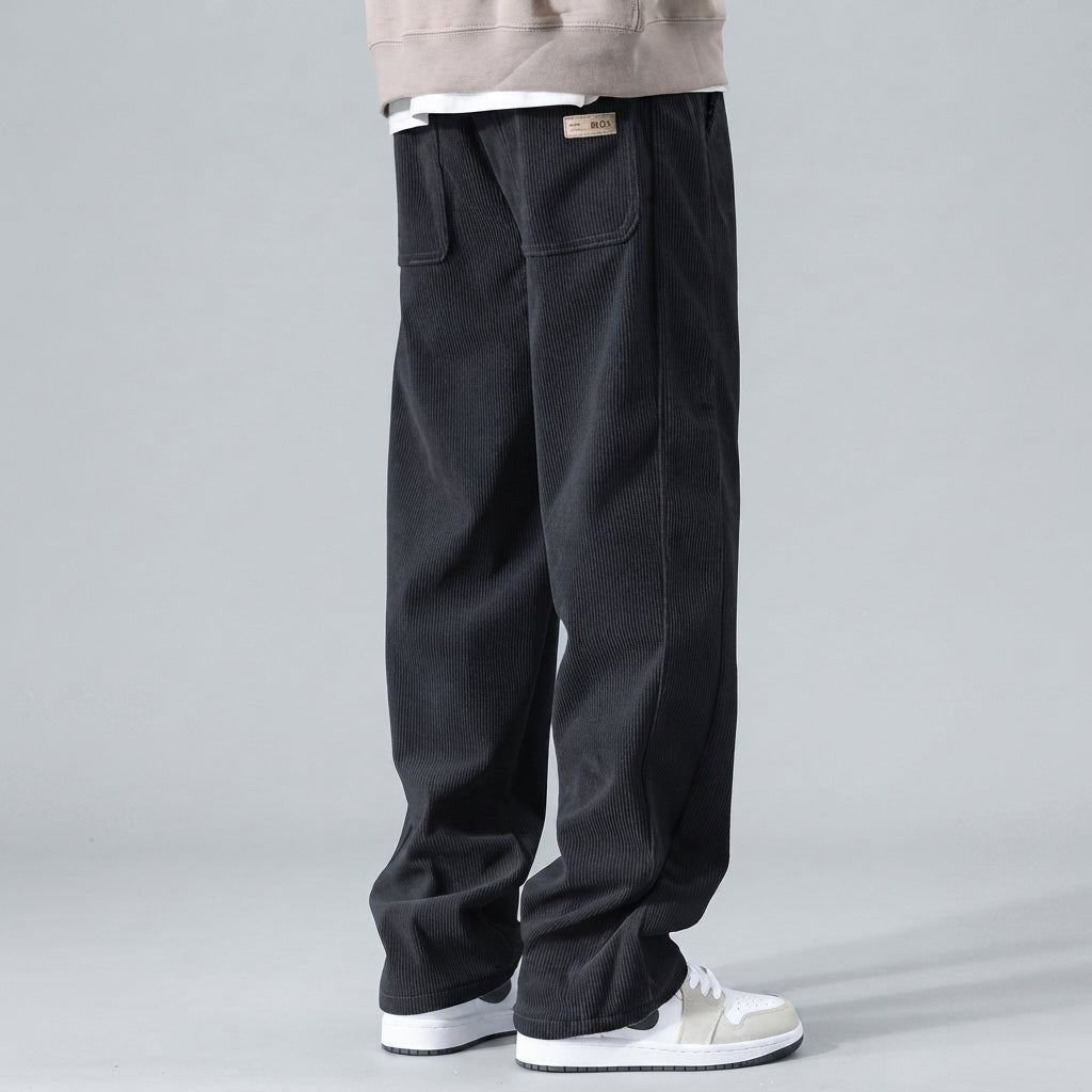 Relaxed Drawstring Wide Leg Casual Pants