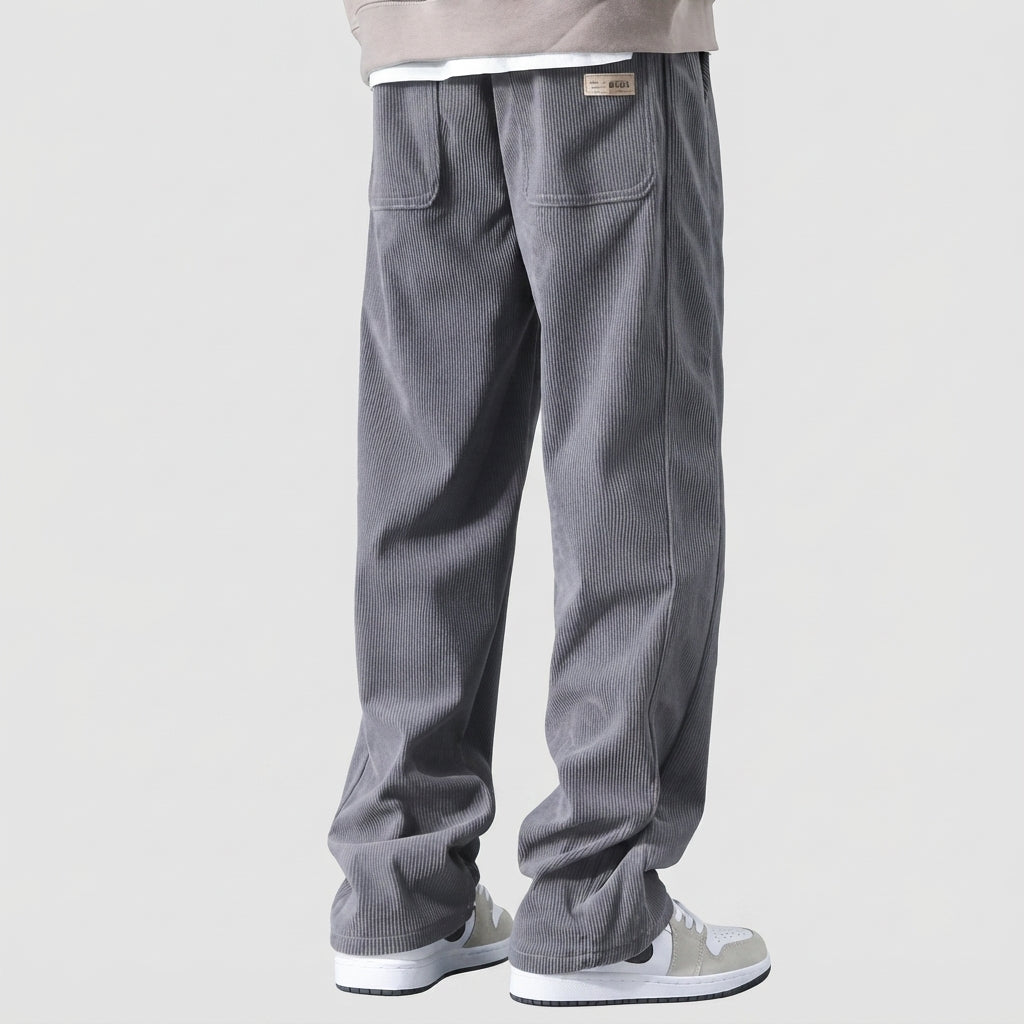 Relaxed Drawstring Wide Leg Casual Pants