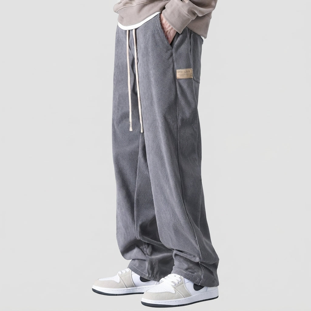 Relaxed Drawstring Wide Leg Casual Pants