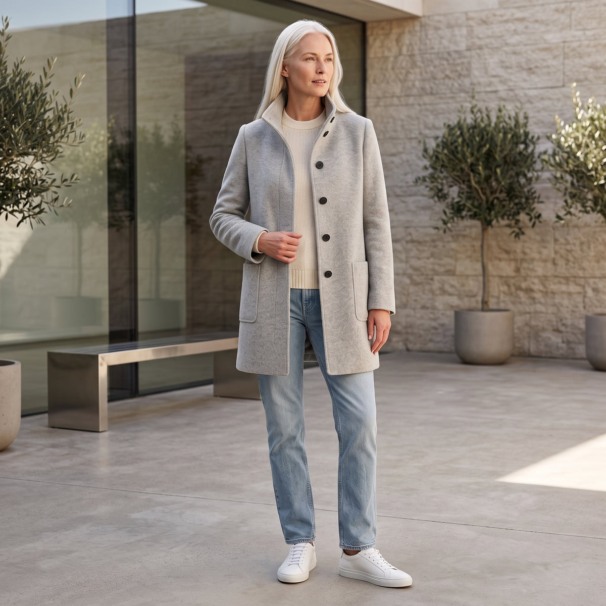 Elegant Button Front Longline Collared Coat