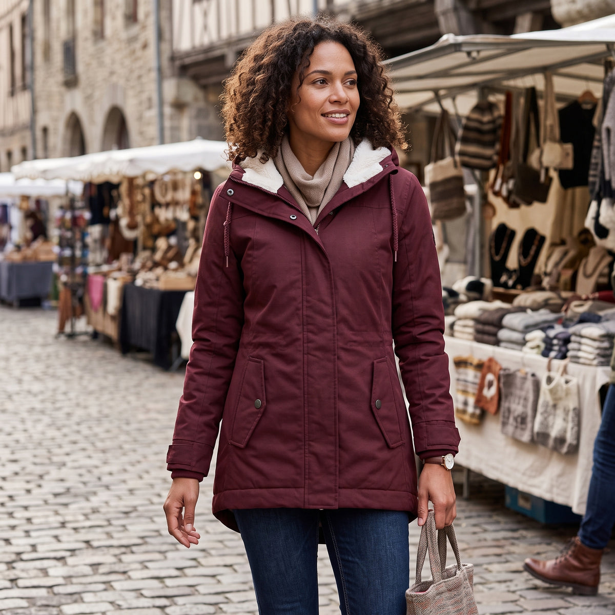 Elegant Hooded Zip Front Longline Coat