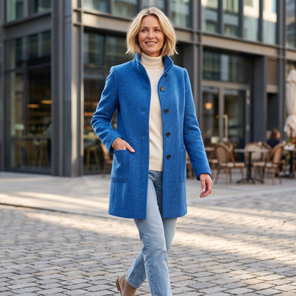 Elegant Button Front Longline Collared Coat