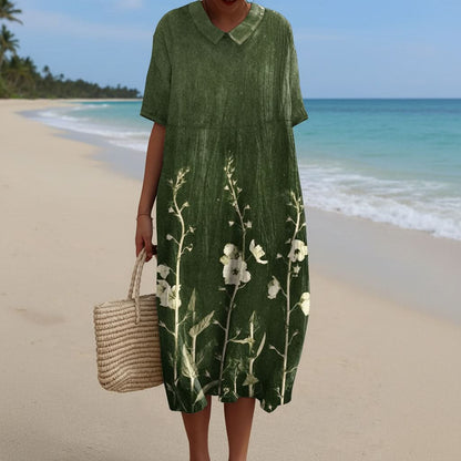 Floral Maxi Dress - Lightweight Summer Dress with V-Neckline & Short Sleeves 3