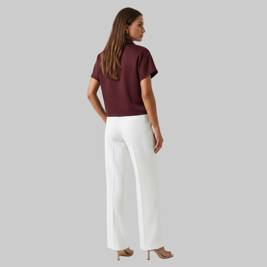 Cropped Zip Front Collared Top