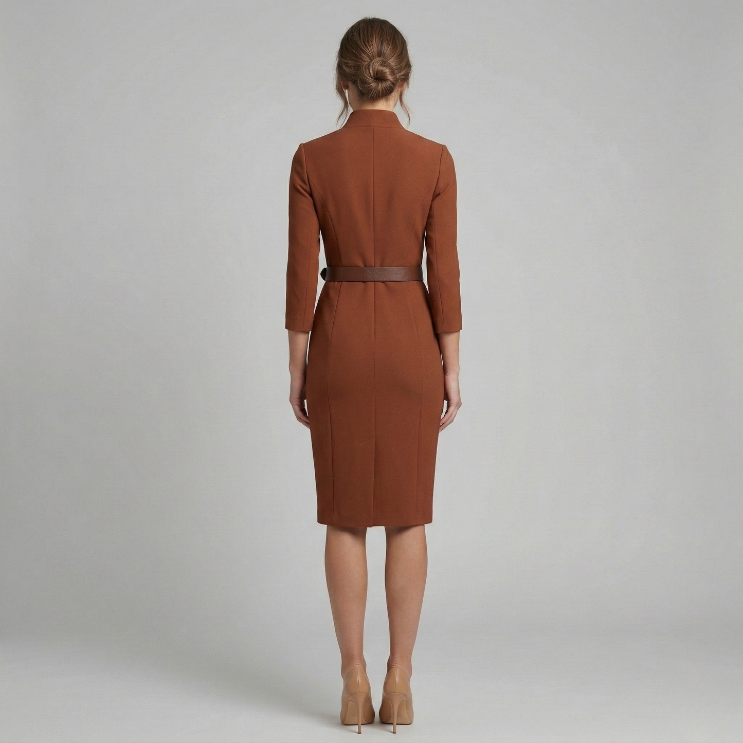 Tailored V Neck Midi Dress