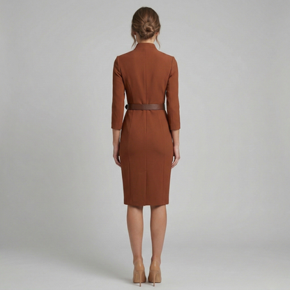 Tailored V Neck Midi Dress