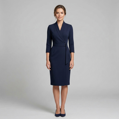 Tailored V Neck Midi Dress