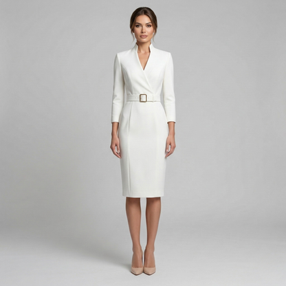 Tailored V Neck Midi Dress