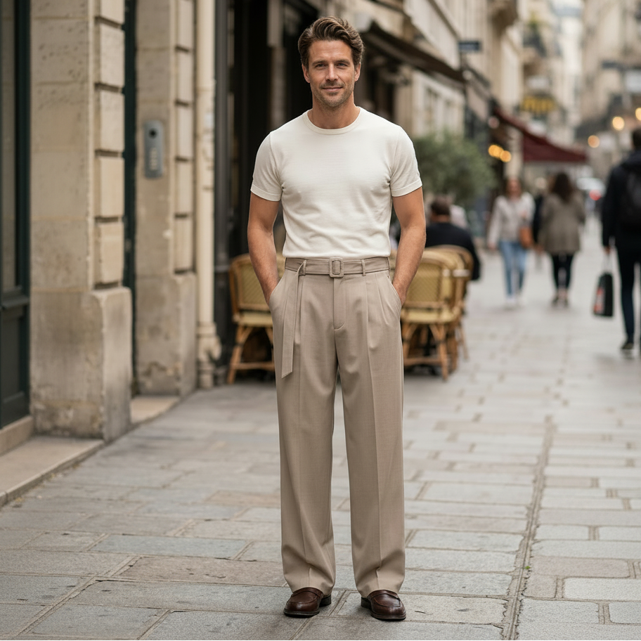 Spodnie o szerokich nogawkach, dopasowane na smart casual