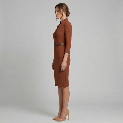 Tailored V Neck Midi Dress
