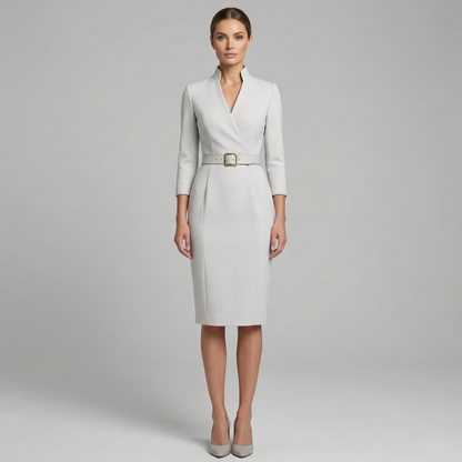 Tailored V Neck Midi Dress
