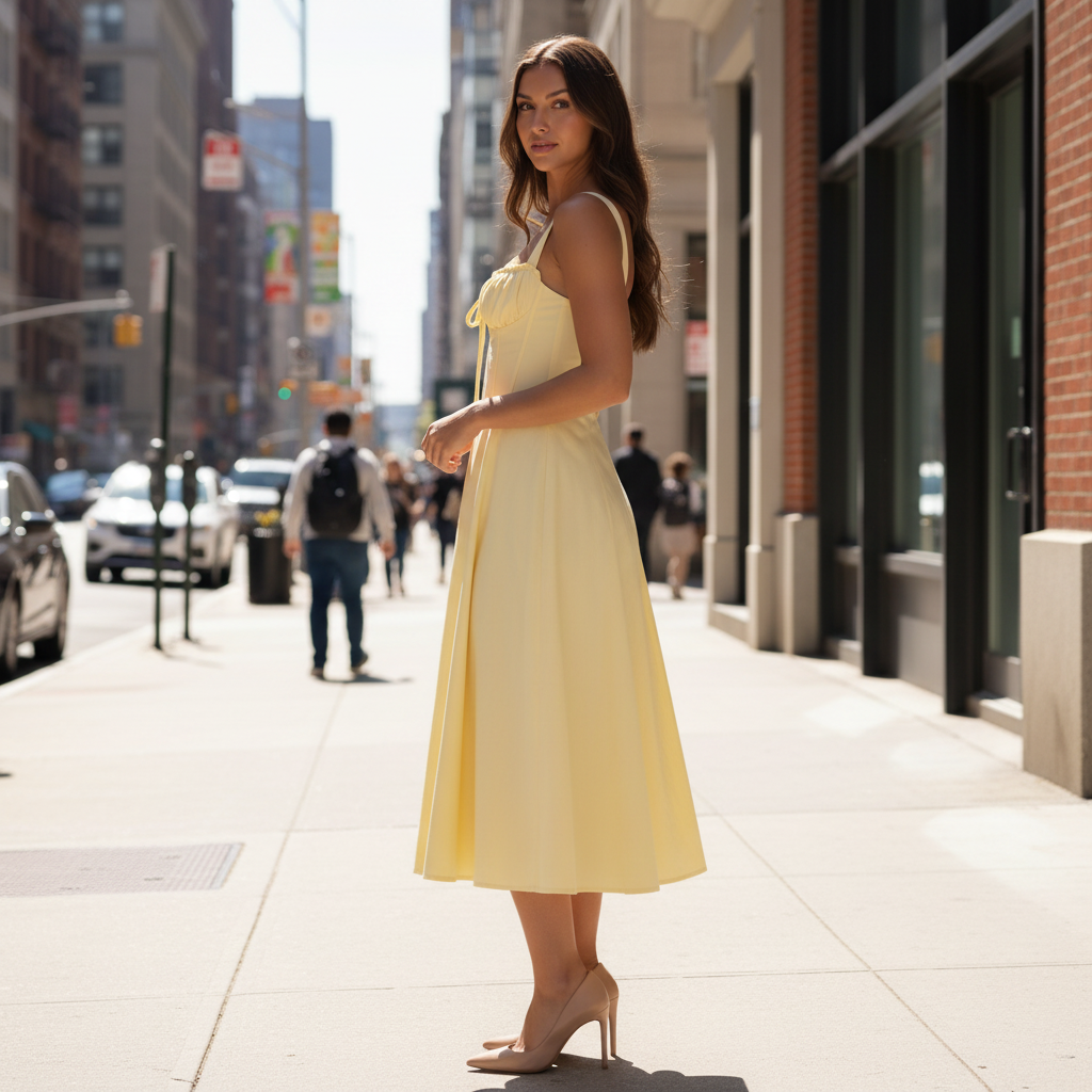 Corset Midi Dress With Adjustable Straps