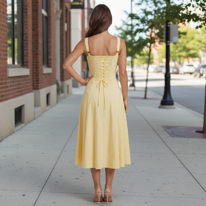 Corset Midi Dress With Adjustable Straps