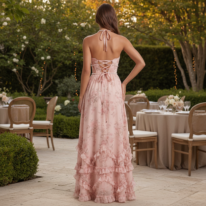 Halter Maxi Dress with Corset Fit
