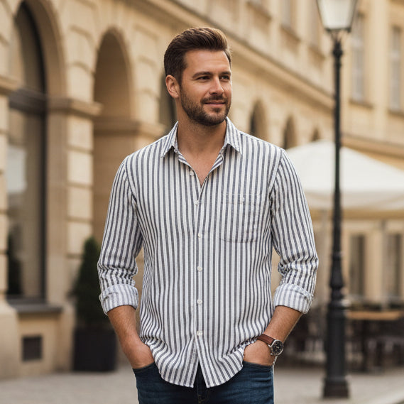 Vertical Stripe Long Sleeve Shirt