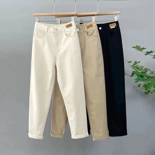 Korean High Waist Baggy Jeans for Women - Loose Fit Casual Denim Pants 0
