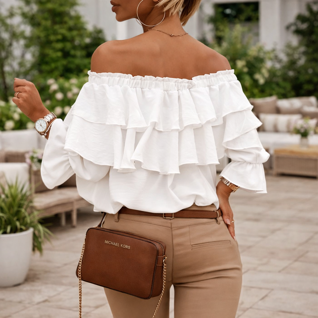 Stylowy top z warstwami i falbanami