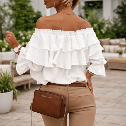 Stylowy top z warstwami i falbanami