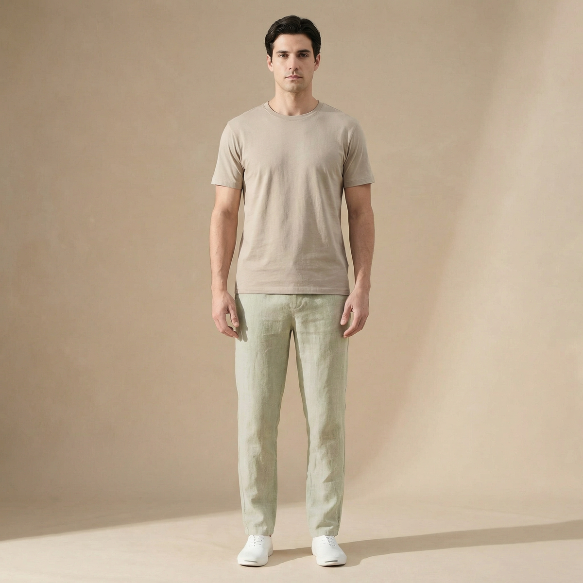 Linen Summer Pants - Breathable Regular Fit with Elastic Waist 1