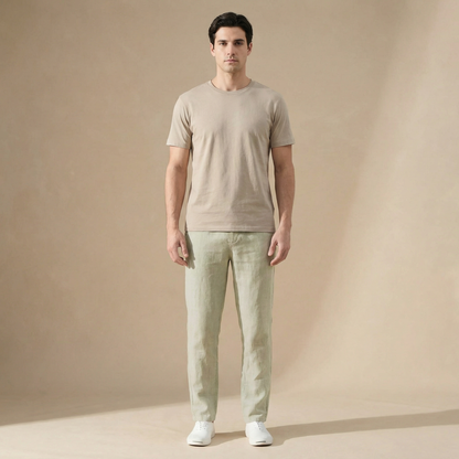 Linen Summer Pants - Breathable Regular Fit with Elastic Waist 1
