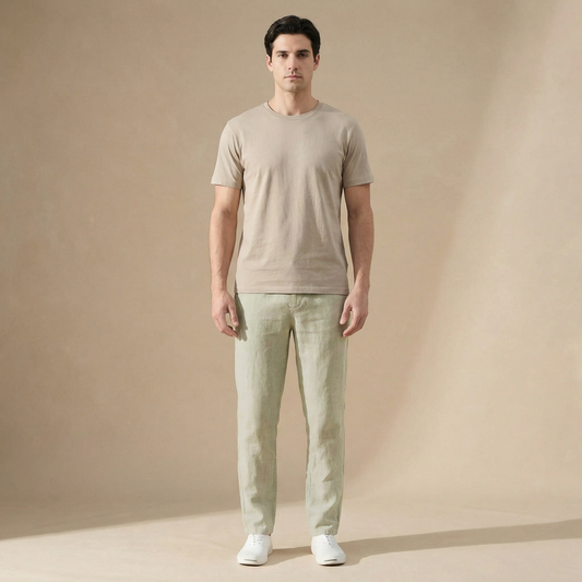 Linen Summer Pants - Breathable Regular Fit with Elastic Waist 1