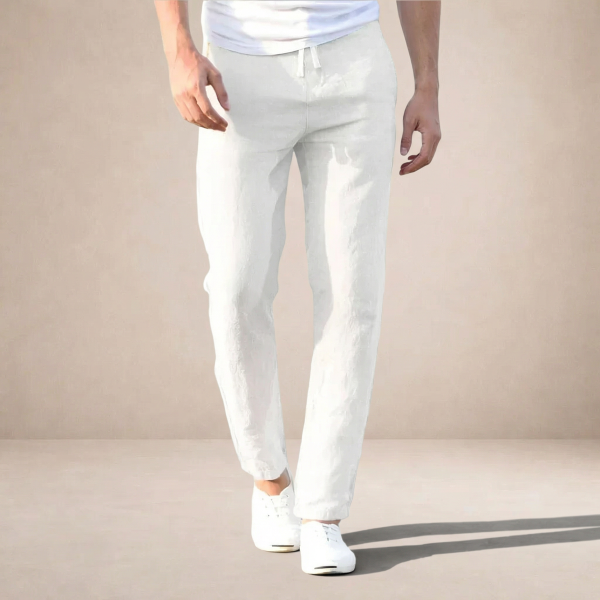 Linen Summer Pants - Breathable Regular Fit with Elastic Waist 3