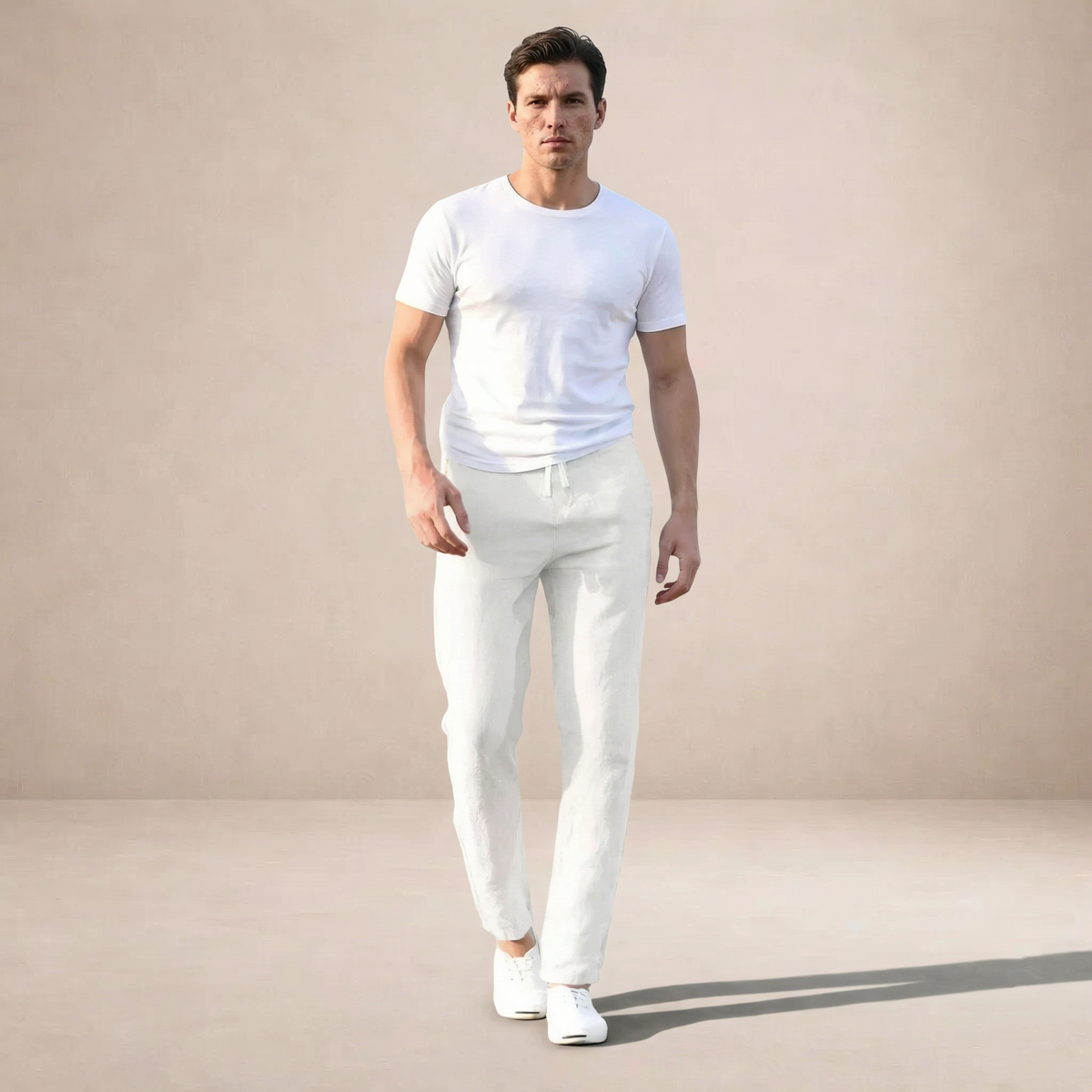 Linen Summer Pants - Breathable Regular Fit with Elastic Waist 4