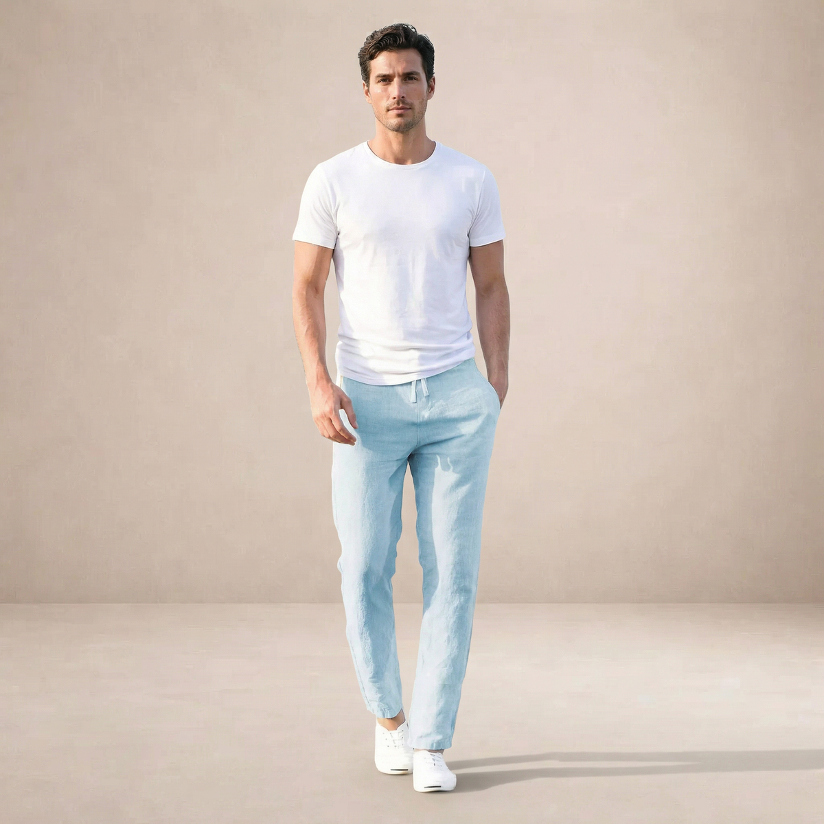 Linen Summer Pants - Breathable Regular Fit with Elastic Waist 6