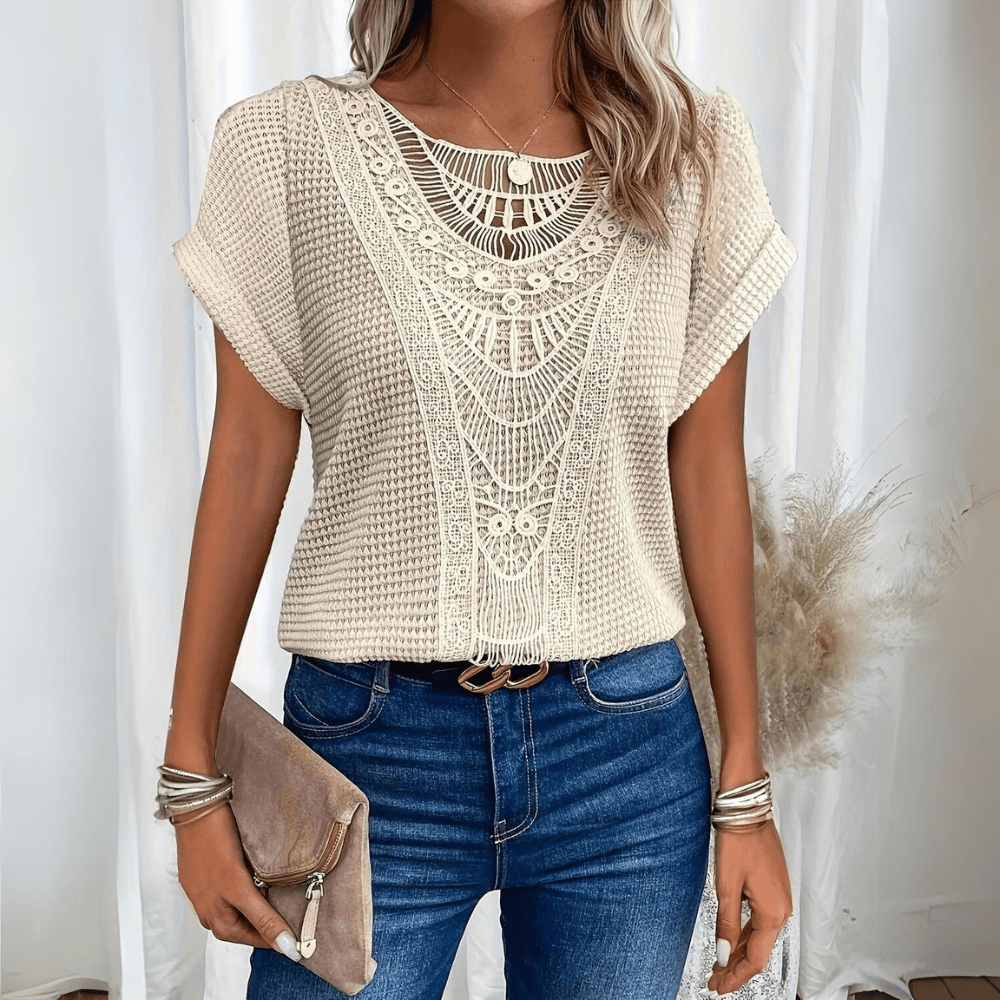 Liva - Elegant Ibiza-Inspired Blouse with Lace Accents & Eco-Friendly Fabric 0
