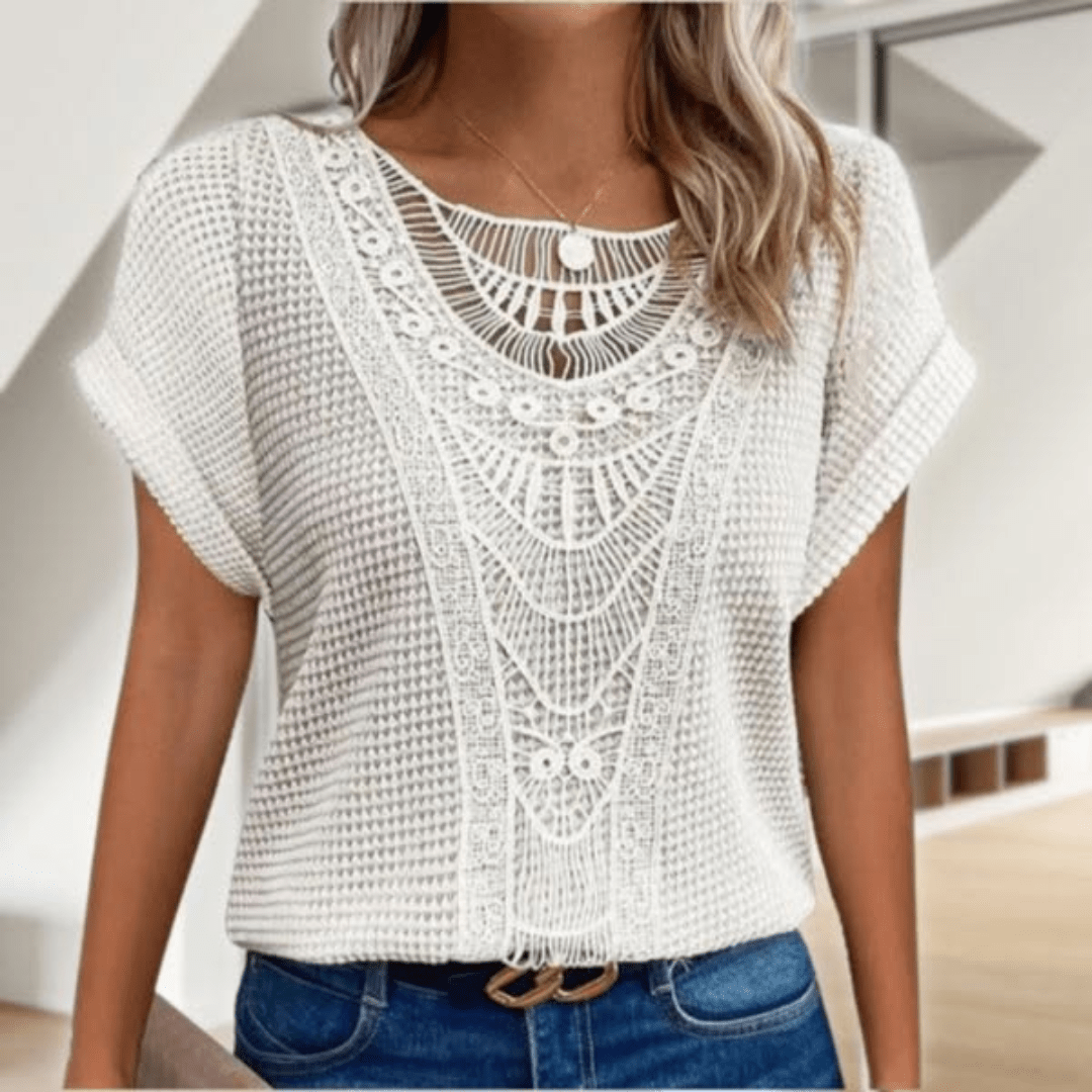 Liva - Elegant Ibiza-Inspired Blouse with Lace Accents & Eco-Friendly Fabric 1