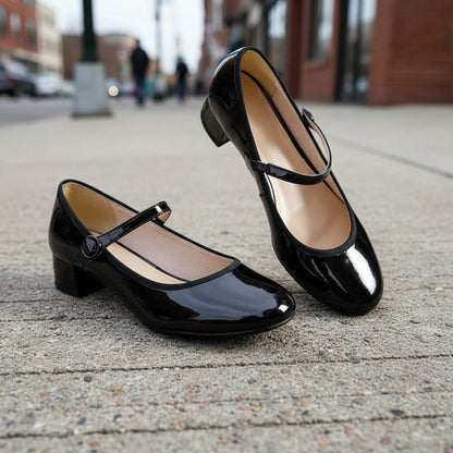 Buckle Strap Mary Jane Block Heel Pumps