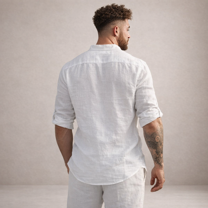 Maddoc - Breathable Linen Shirt with Stand-up Collar & Long Sleeves 2
