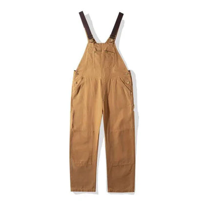 Camel Straight-Leg Bib Overalls With Adjustable Straps