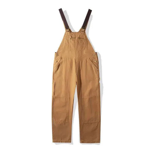 Camel Straight-Leg Bib Overalls With Adjustable Straps