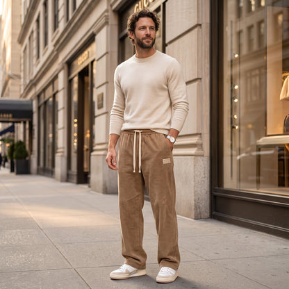 Relaxed Drawstring Wide Leg Casual Pants