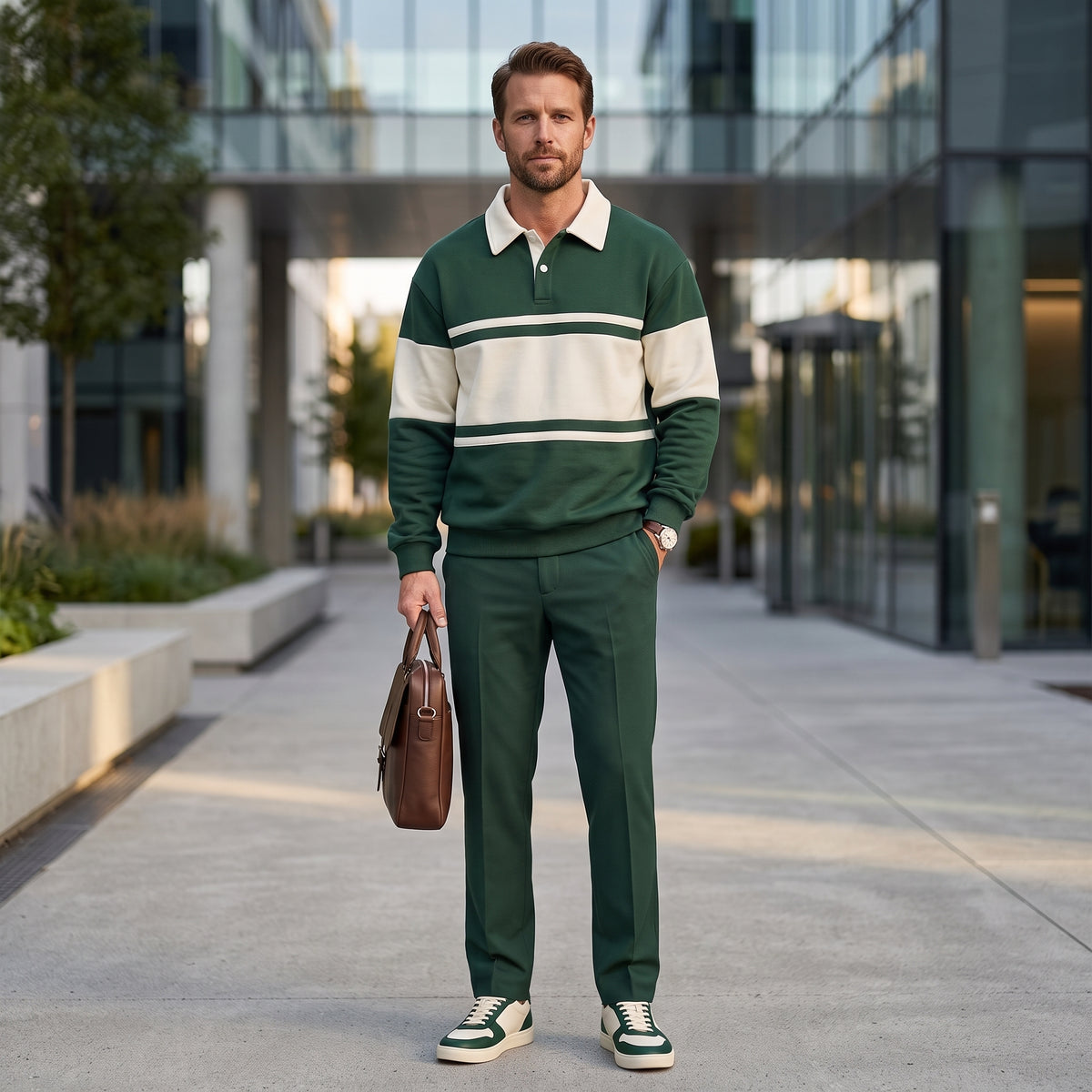 Classic Striped Collared Pullover Shirt