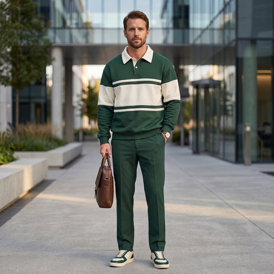 Classic Striped Collared Pullover Shirt