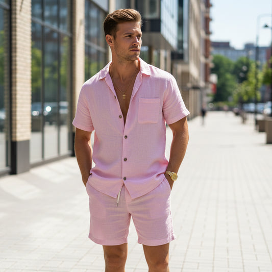 Men's Short Sleeve Shirt and Shorts Summer Set