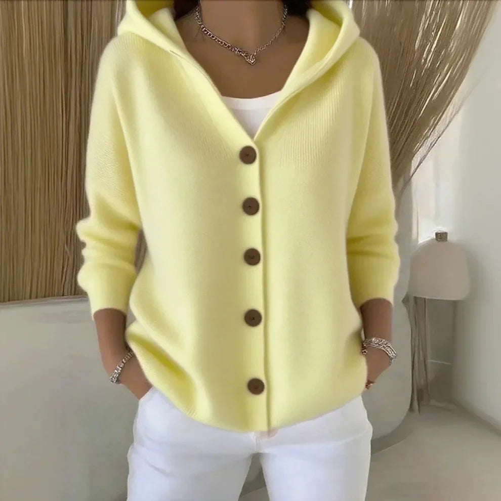 Classic Hooded Button Front Cardigan