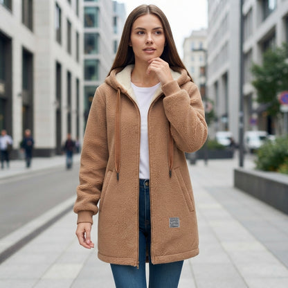 Hooded Longline Zip Front Jacket