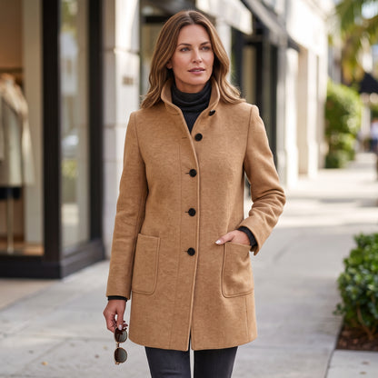 Elegant Button Front Longline Collared Coat