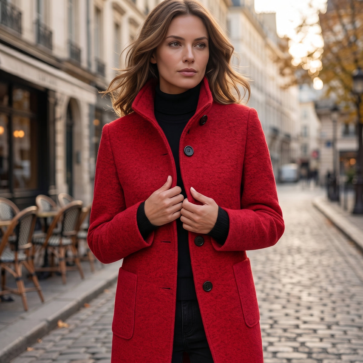 Elegant Button Front Longline Collared Coat