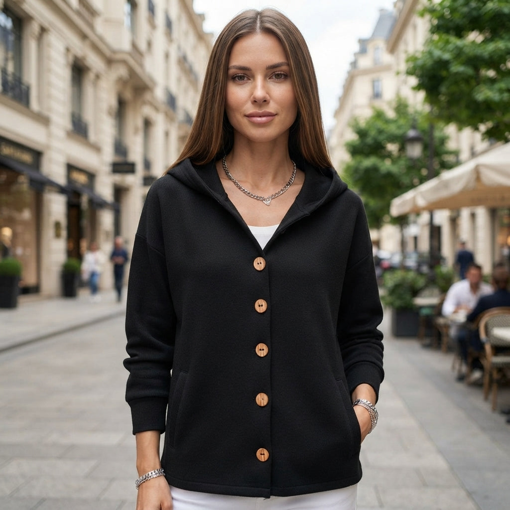 Classic Hooded Button Front Cardigan