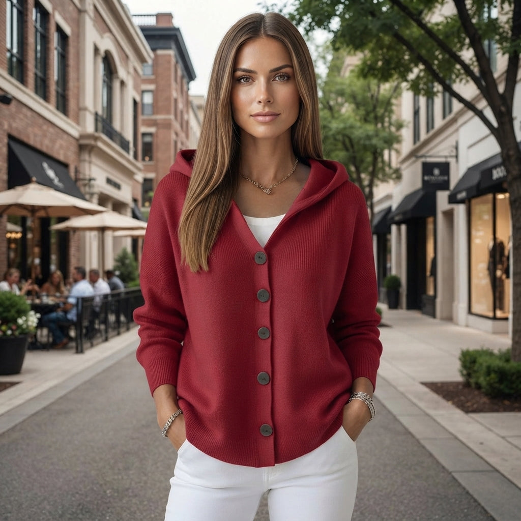 Classic Hooded Button Front Cardigan